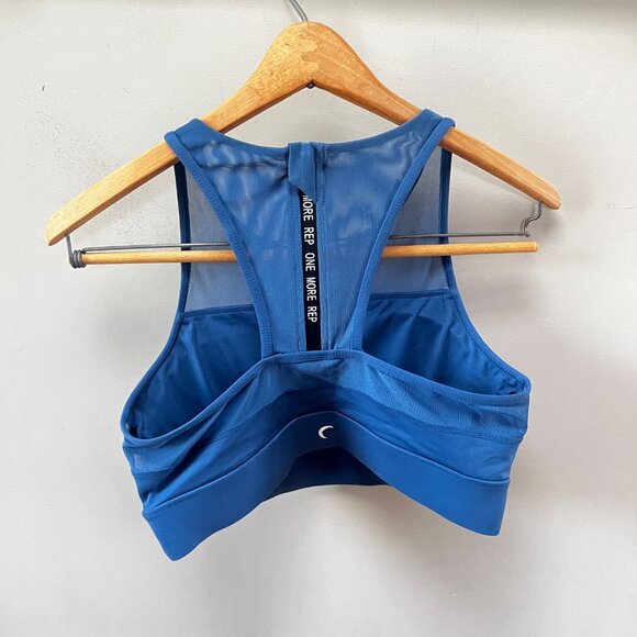 Zyia Active Blue Mesh Racerback Sports Bra With Zipper Detail Size L - Picture 2 of 5